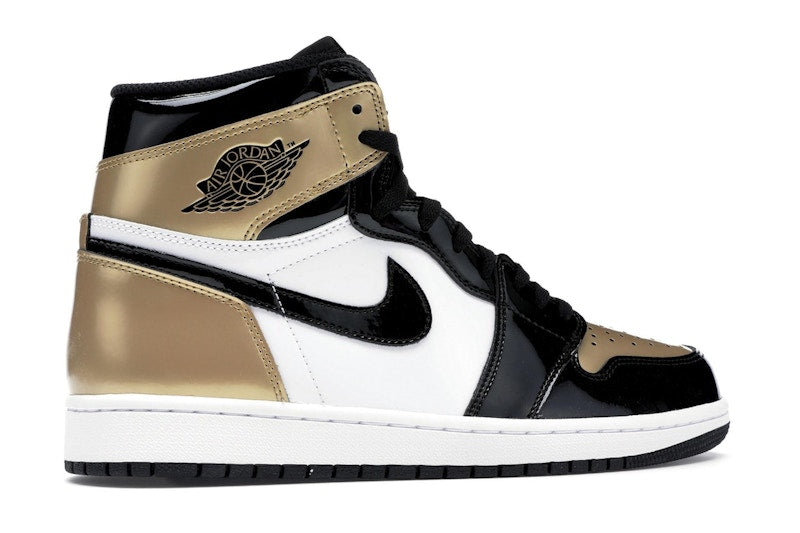 Air Jordan 1 Retro High Patent Gold Toe - Black/Metallic Gold-Summit White - 861428-007 - 34