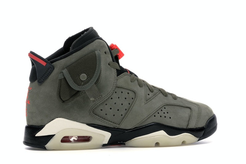 Air Jordan 6 Retro Travis Scott (GS) - Medium Olive/Black-Sail-University Red - CN1085-200 - 34
