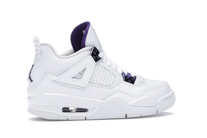 Air Jordan 4 Retro Metallic Purple (GS) - White/Court Purple-Metallic Silver - 408452-115 - 34