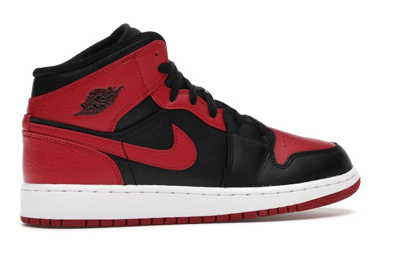Air Jordan 1 Mid Banned (2020) (GS) - Black/Gym Red-White - 554725-074 - 34