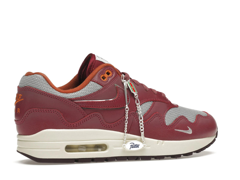 Nike Air Max 1 Patta Waves Rush Maroon With Bracelet - Metallic Silver/Rush Maroon - DO9549-001 - 34