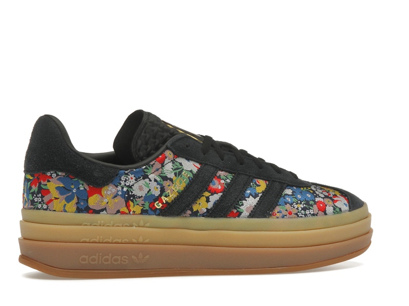 adidas Gazelle Bold Liberty London Floral Embroidery (Women's) - Core Black/Supplier Colour/Gold Metallic - JI2572 - 34