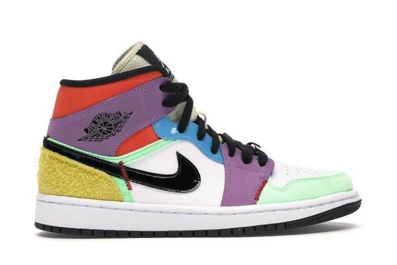 Air Jordan 1 Mid SE Multi Color (W) - White/Black-Lightbulb-Team Orange - CW1140-100 - 35