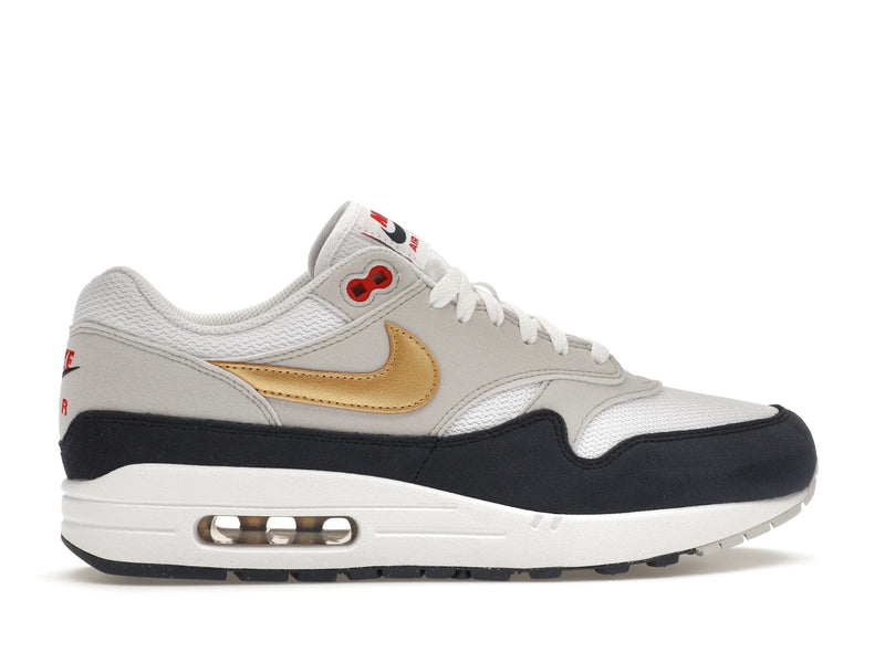 Nike Air Max 1 Olympic - Obsidian/White/Light Smoke Grey/Metallic Gold - HM9604-400 - 35