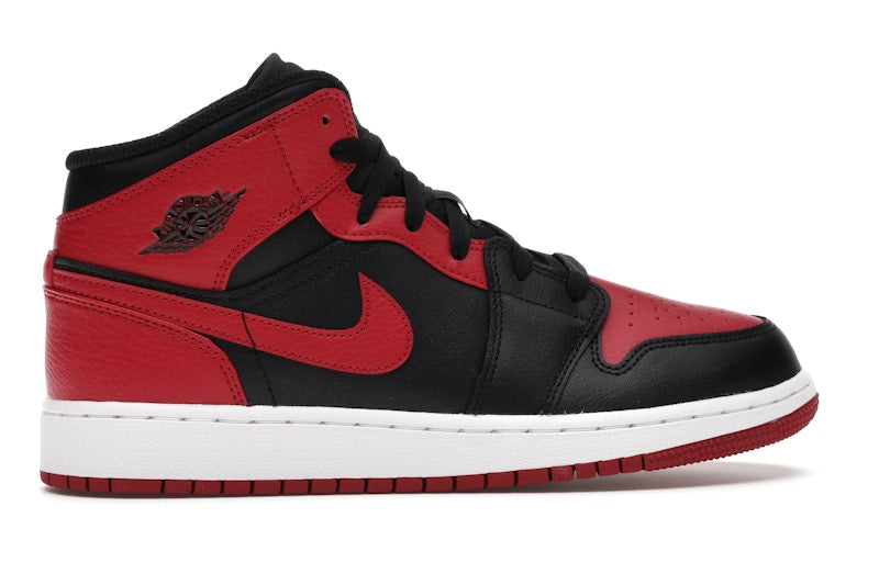 Air Jordan 1 Mid Banned (2020) (GS) - Black/Gym Red-White - 554725-074 - 35