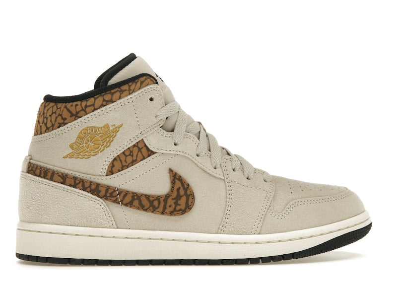 Air Jordan 1 Mid SE Brown Elephant - Light Orewood Brown/White/Light British Tan/Metallic Gold - DZ4129-102 - 35