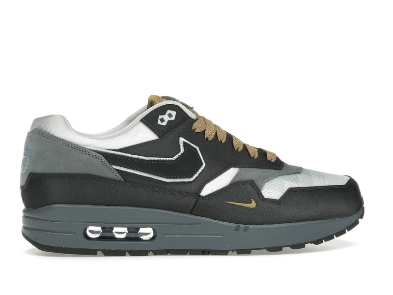 Nike Air Max 1 Swoosh Low Poly Big Head Mode - Dark Smoke Grey/White/Metallic Gold - IB9898-001 - 35