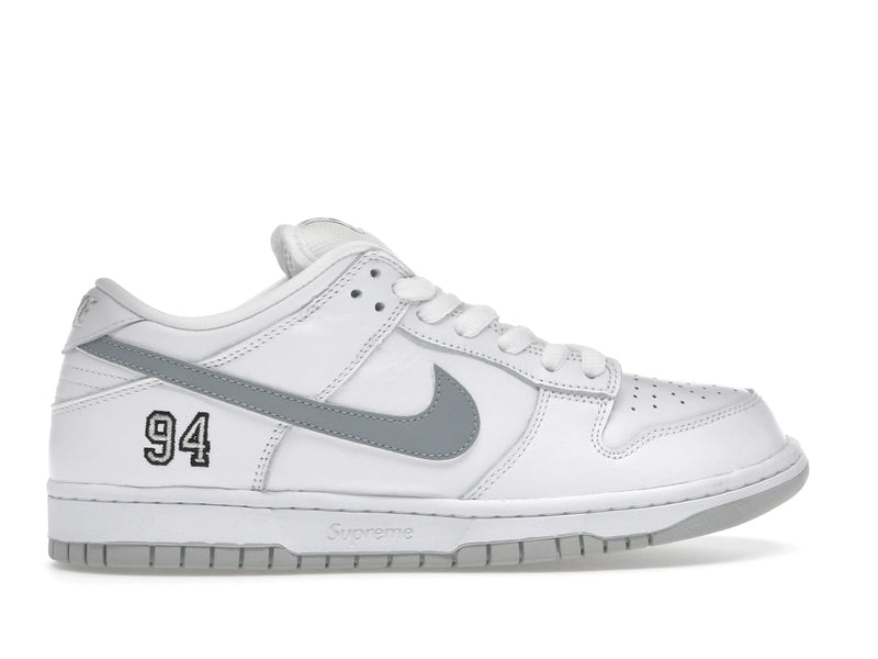 Nike SB Dunk Low Supreme 94 White Metallic Silver - White/Metallic Silver/White - HQ8487-100 - 35