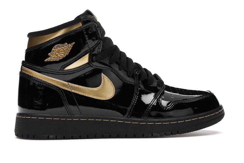 Air Jordan 1 Retro High Black Metallic Gold (2020) (GS) - Black/Black-Metallic Gold - 575441-032 - 35