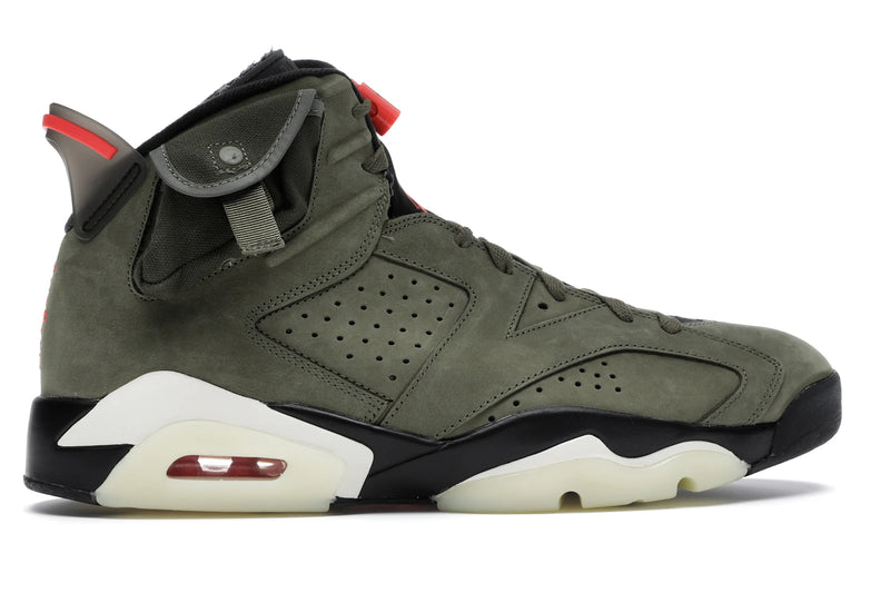 Air Jordan 6 Retro Travis Scott - Medium Olive/Black-Sail-University Red - CN1084-200 - 35