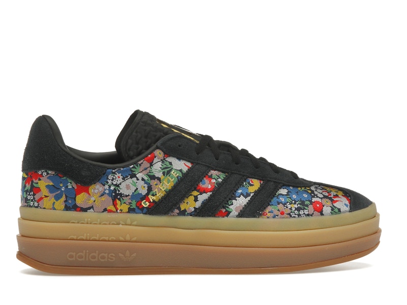 adidas Gazelle Bold Liberty London Floral Embroidery (Women's) - Core Black/Supplier Colour/Gold Metallic - JI2572 - 35