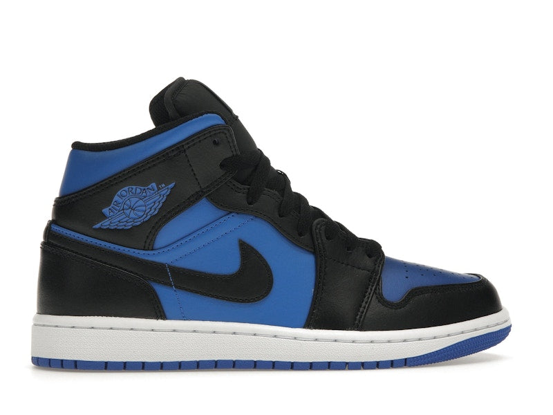 Air Jordan 1 Mid Black Royal Metallic - Black/Black/White/Royal Blue - DQ8426-042 - 35