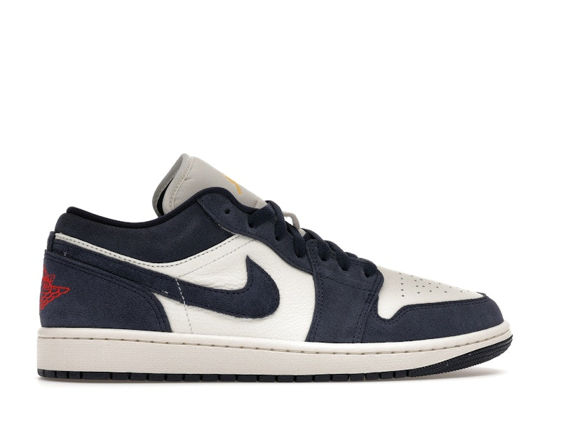 Air Jordan 1 Low SE Obsidian Suede - Obsidian/University Gold/Chile Red/Obsidian - IO7448-400 - 35