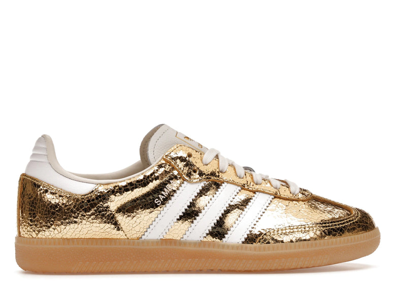 Adidas Samba OG Gold Metallic Cracked Leather - Gold Metallic/White/Core White - KI5719 - 35