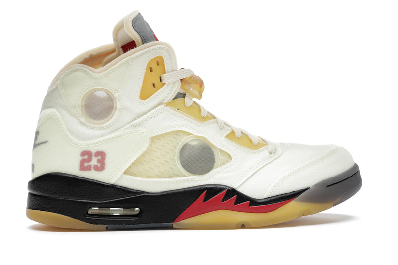 Air Jordan 5 Retro Off White Sail - Sail/Fire Red-Muslin-Black - DH8565-100 - 35