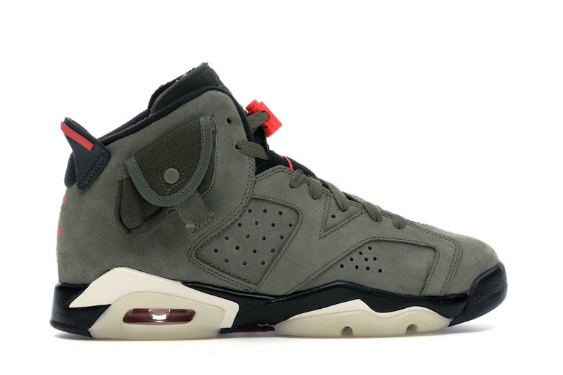 Air Jordan 6 Retro Travis Scott (GS) - Medium Olive/Black-Sail-University Red - CN1085-200 - 35