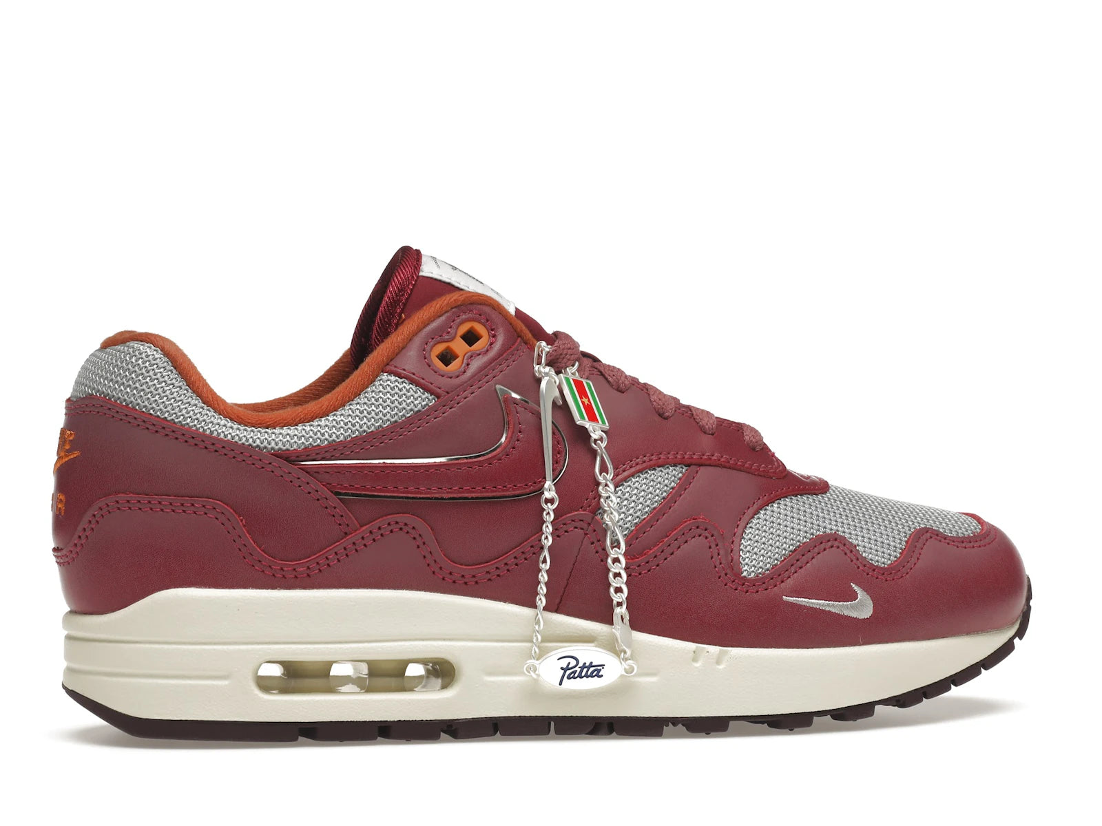Nike Air Max 1 Patta Waves Rush Maroon With Bracelet - Metallic Silver/Rush Maroon - DO9549-001 - 35